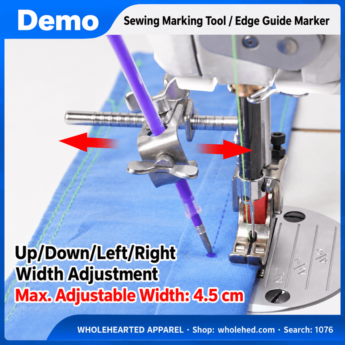 1076★ Adjustable Fabric Marking Guide for Computerized Flatbed Sewing Machines, Marks Fabric While Sewing.