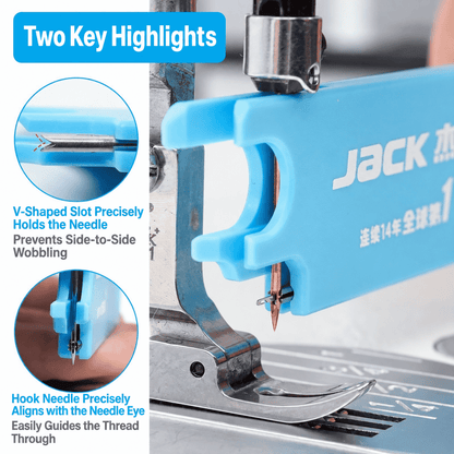 1723★ JACK職業用ミシン向け多機能糸通しツール第3世代、針通し器・拡大鏡・スケール付き、ミシンアクセサリー。