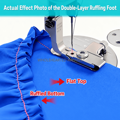 1926★ Double-Layer Adjustable Gathering Presser Foot for Industrial Sewing Machines, Smooth Top and Gathered Bottom, Suitable for Silk, Chiffon, Mesh and Shirts.