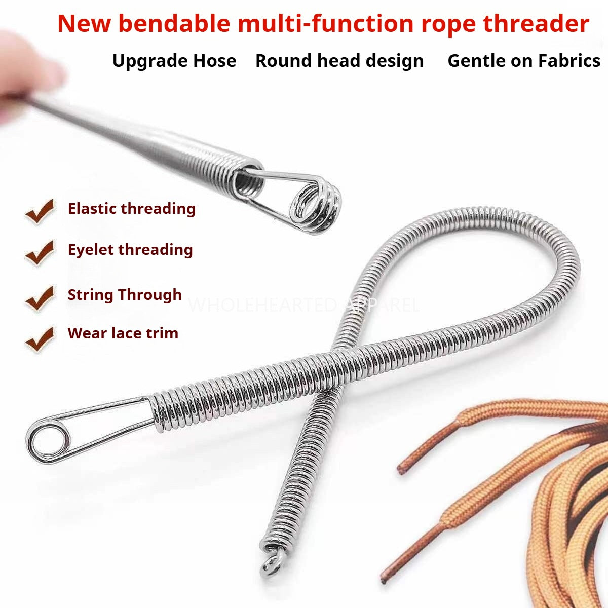 1090★  New bending rope threading tool Multifunctional spring eye piercer Clothes rubber band wearing elastic aid★
