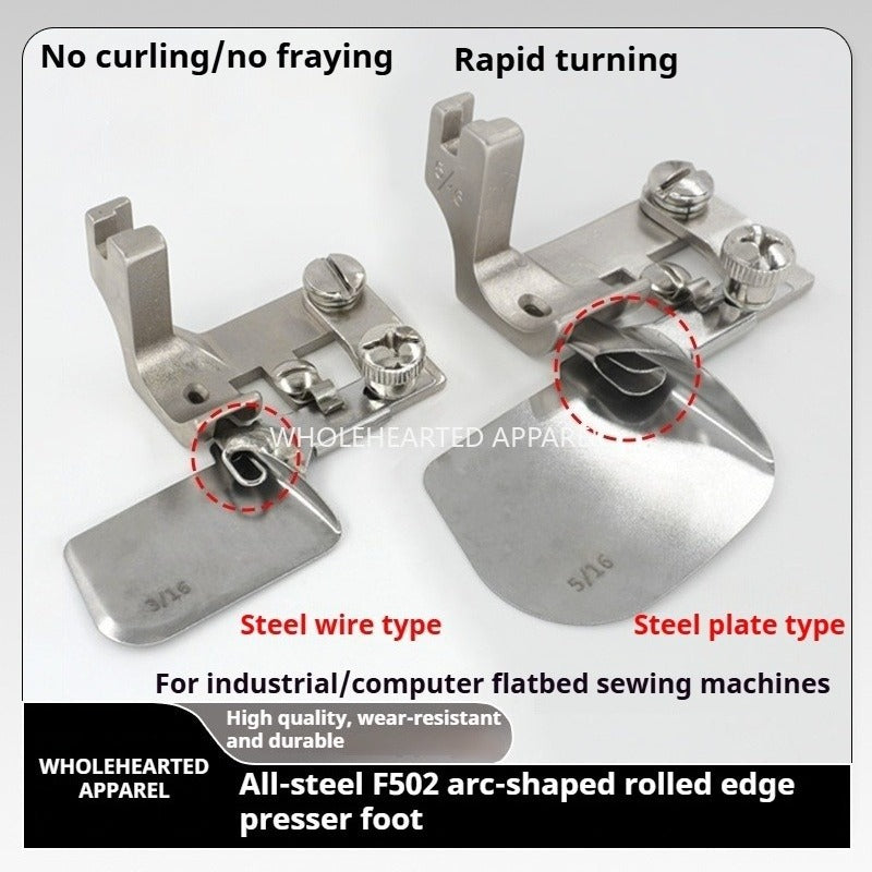 1548★  Sewing machine accessories all-steel F502 curved crimping presser foot chiffon thin silk hemming device hemming Internet celebrity hemming★