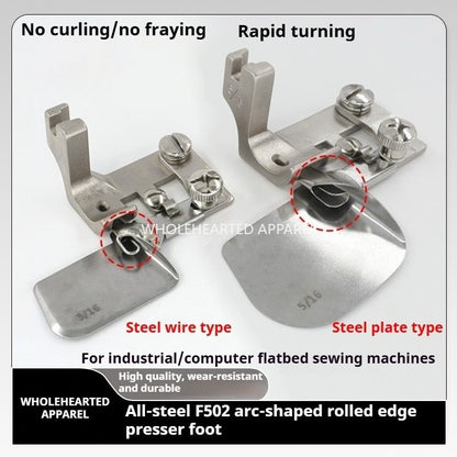 1548★  Sewing machine accessories all-steel F502 curved crimping presser foot chiffon thin silk hemming device hemming Internet celebrity hemming★