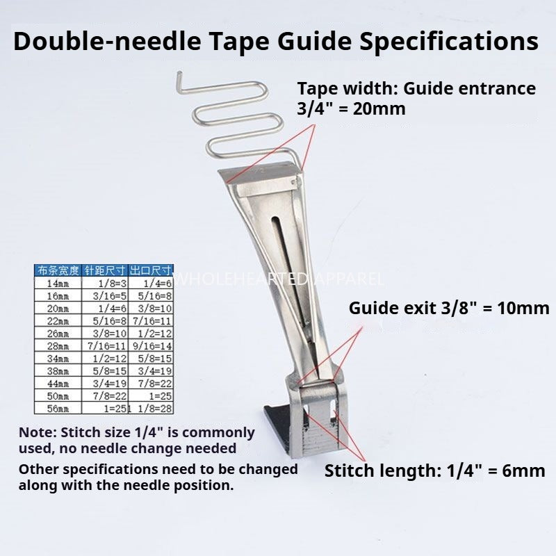 1350★ Tube de guidage pour machine à coudre à double aiguille, pour fixation de ruban adhésif et pied presseur, tube de guidage pour adhésif de surface★