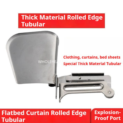 1203★ Dispositif de sertissage pour matériaux épais, tube de traction plat pour matériaux épais, rallonge spéciale de 3 cm pour le bord inférieur des draps et rideaux, dispositif d'ourlet★