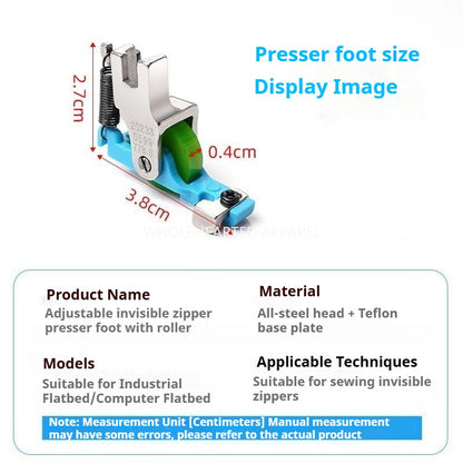 1630★  New flat car plastic Teflon roller presser foot S518 upper invisible zipper adjustable roller presser foot sewing accessories★