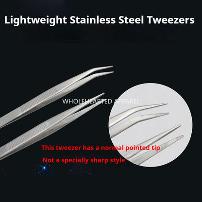 1223★  Refined quality mirror polished lightweight stainless steel tweezers, tweezers non-slip straight head clothing factory★