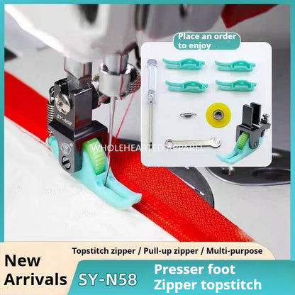 1020★  New T58N upper zipper roller small presser foot pressing line 0.3 flat car special POM material roller narrow presser foot★
