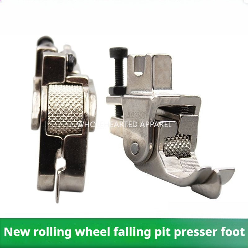 1204★ Pied presseur à rouleau plat pour voiture, nouveau pied presseur à abaissement de fosse, col supérieur, taille supérieure, pied presseur à abaissement de fosse haut et bas, ligne foncée, tangente, élastique★