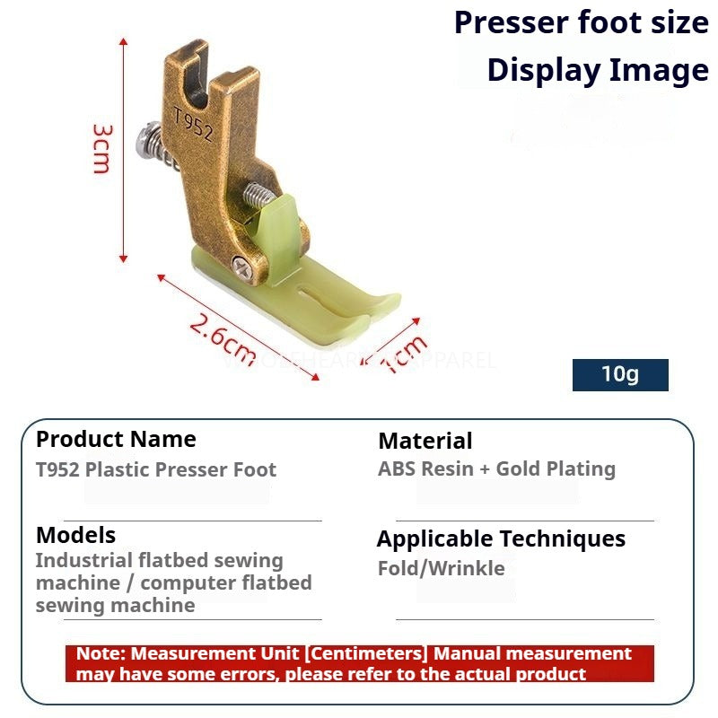 1149★  New Flat Car T952 Plastic Adjustable Wrinkle Presser Foot Sewing Machine Pumping Wrinkle Wrinkle Presser Foot Sewing Machine Accessories★
