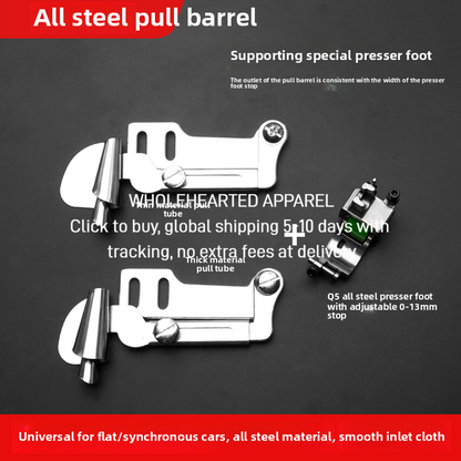 1597★ [Fácil de pasar la posición del hueso] Accesorios para máquinas de coser Nuevo dispositivo de engarce de material delgado/grueso con tubo de tracción en espiral industrial con prensatelas profesional Q5