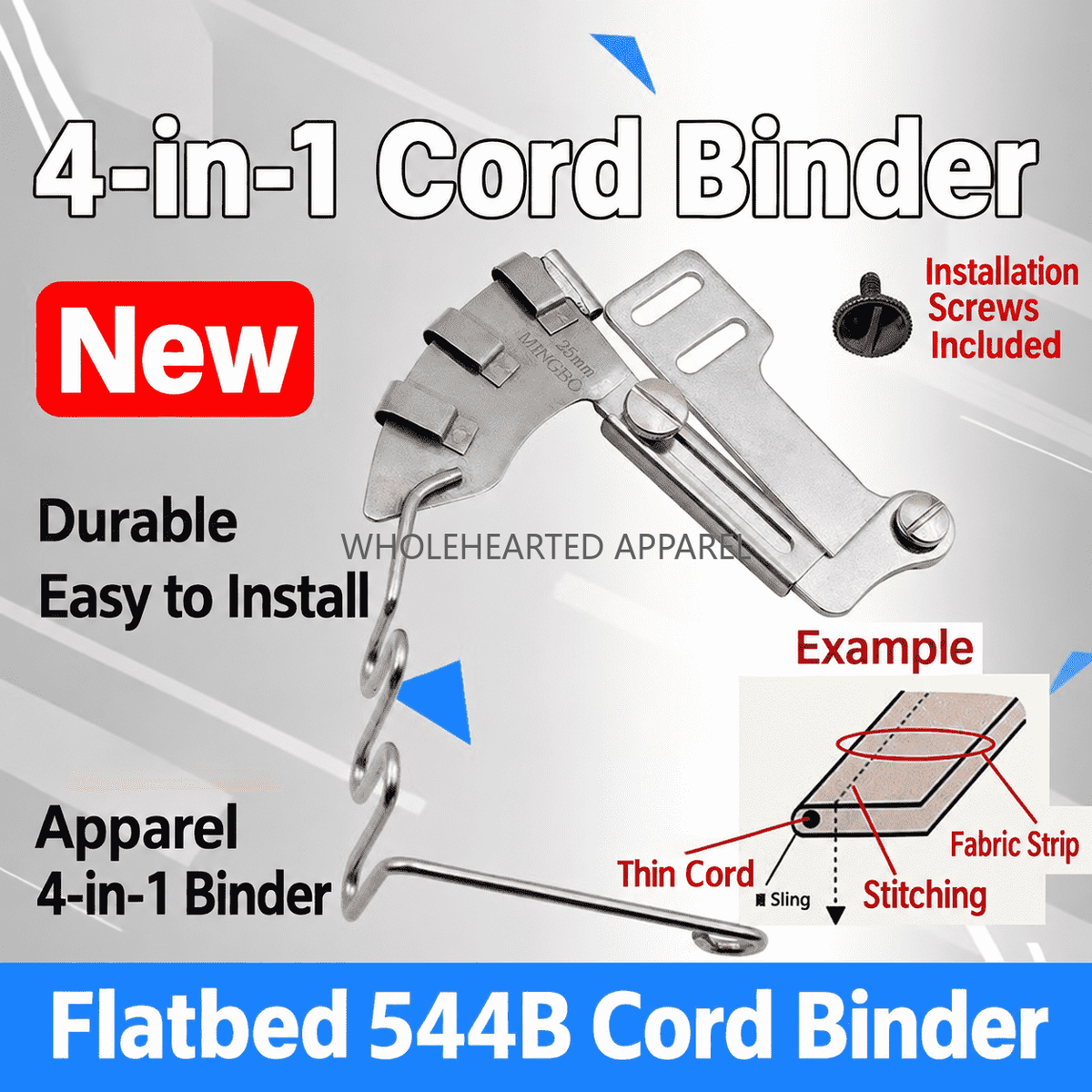 1025★ New Arrivals 2 | More Options | 4-in-1 Cord Piping Binder Attachment for Duvet Covers, Pillowcases and Cotton Cord Sewing, Industrial Sewing Machine Accessory.