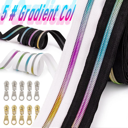 3097  Zipper No. 5 is wearing colorful teeth nylon set, bags and accessories can be used for 4.5 meters + 10 Jitong heads = 1 pack.