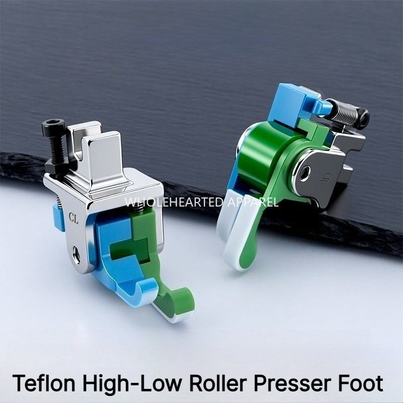 1921★ Teflon High-Low Roller Presser Foot for Computerized Lockstitch Sewing Machines, Wear-Resistant for Thick and Thin Fabrics.