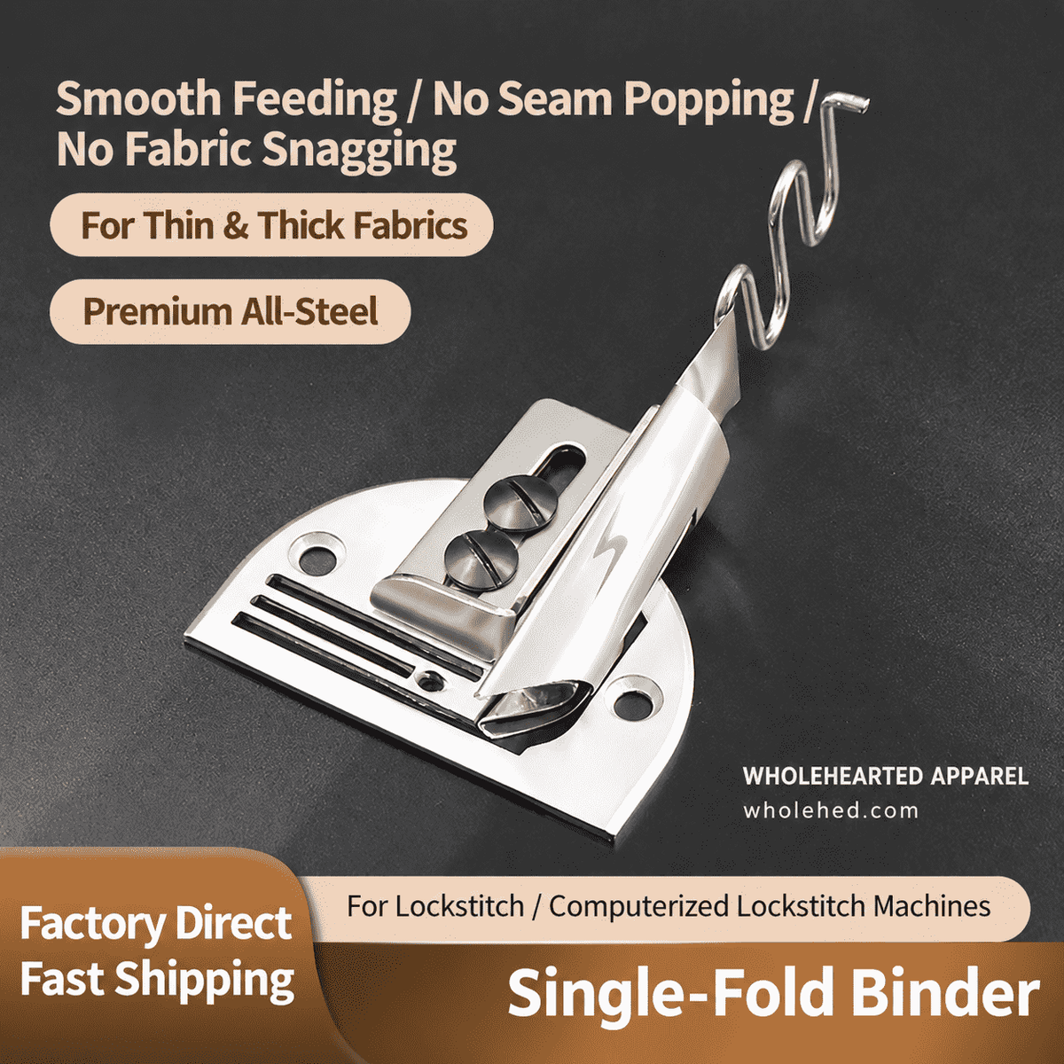 1736★ Handmade Single-Fold Tape Binder for Lockstitch & Walking Foot Sewing Machines.