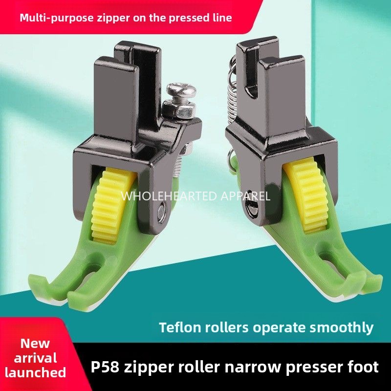1684★  New T58N plastic roller presser foot computer flat car sewing machine zipper presser foot narrow presser foot 0.3 pressing line thickness universal
