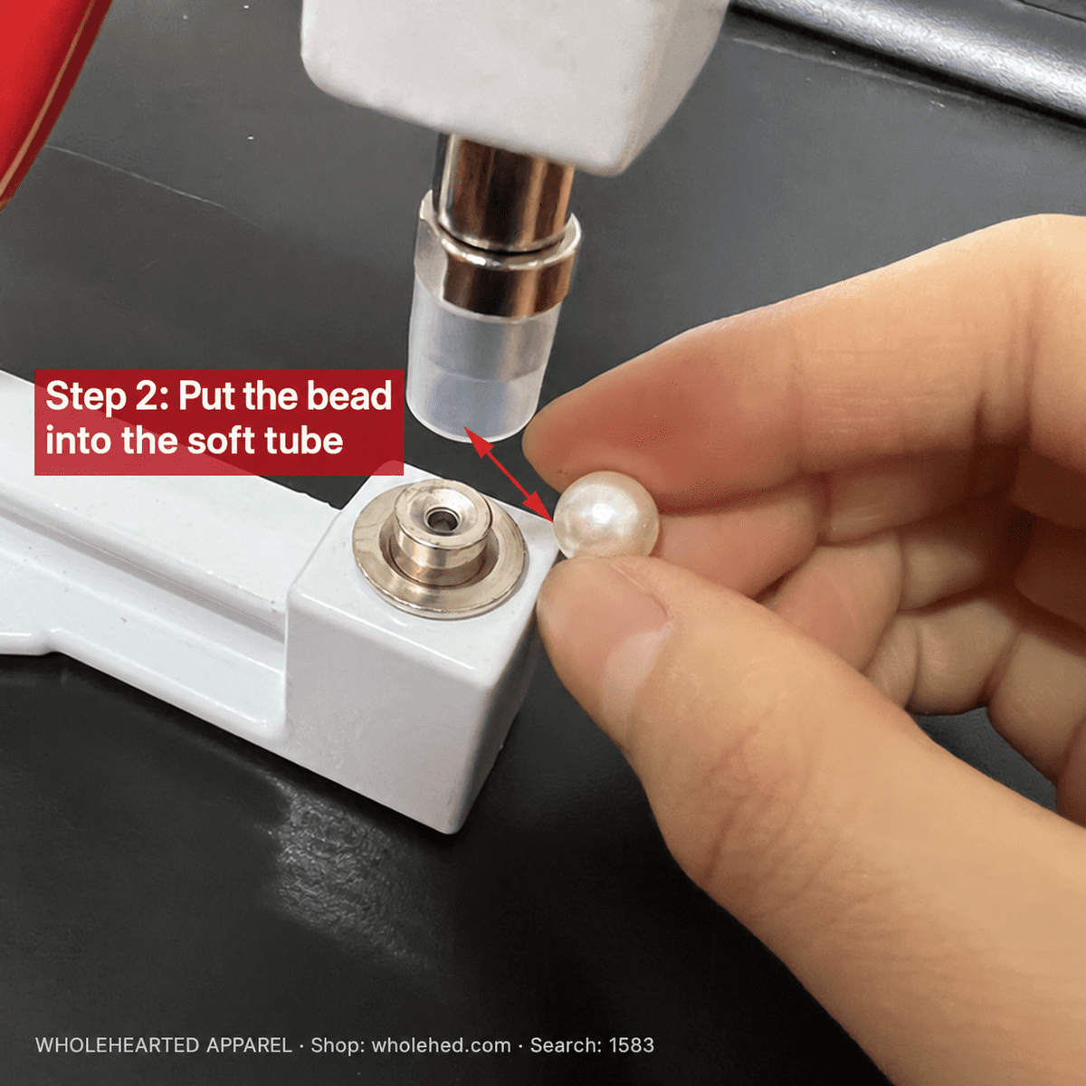 1583★ Portable Manual Pearl and Rhinestone Setting Machine Kit with One Box of No-Hole Faux Pearls and Four-Prong Studs.