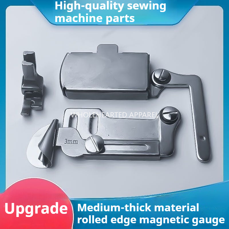 1732★ Flat sewing machine magnetic spiral hemming binder, no-installation design, dual-fixation curved hem fabric hemming attachment.