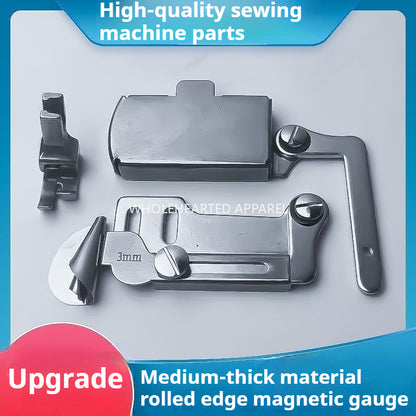 1732★ Flat sewing machine magnetic spiral hemming binder, no-installation design, dual-fixation curved hem fabric hemming attachment.
