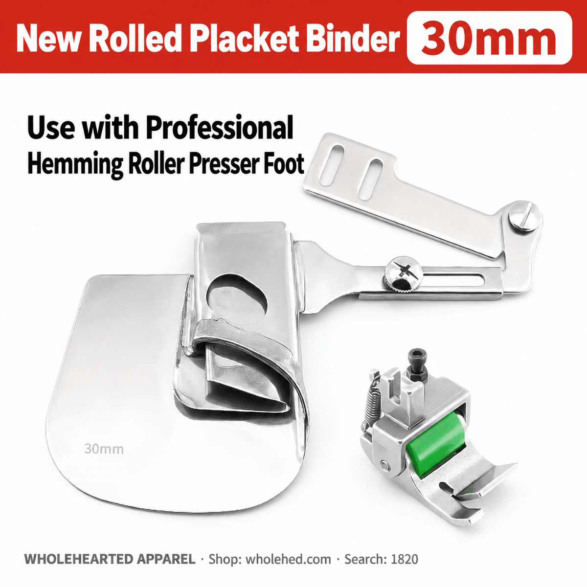 1820★ New Adjustable Rolled Placket and Curtain Edge Binder for Flatbed Sewing Machines, Suitable for Thin and Thick Fabrics
