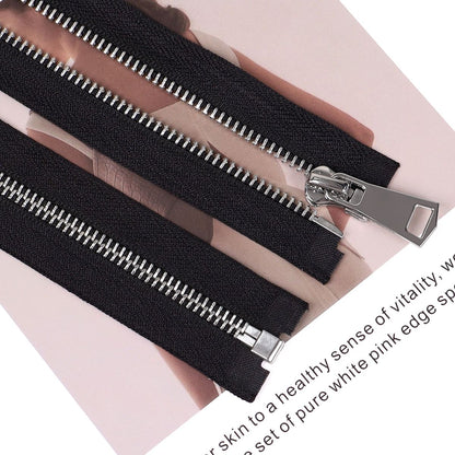 3113  Zipper No. 5 platinum open tail hanging plated No. 8 piece sealing glaze slider silver tooth multi-color cloth edge clothing bags are available.