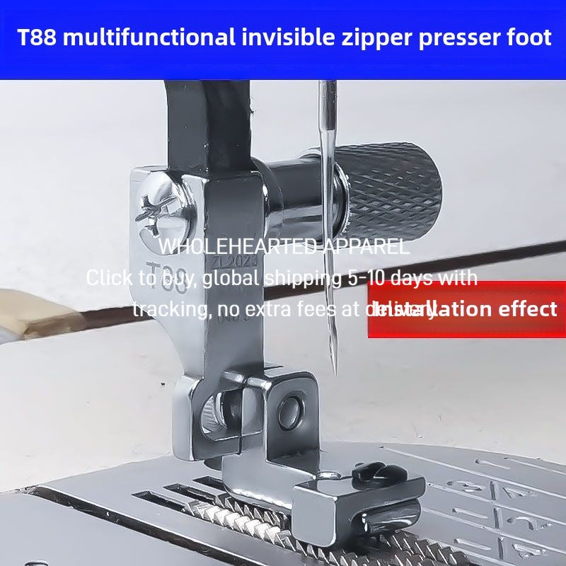 1481★  New flat car T88 adjustable multi-functional invisible zipper presser foot, computer flat car with zipper unilateral presser foot