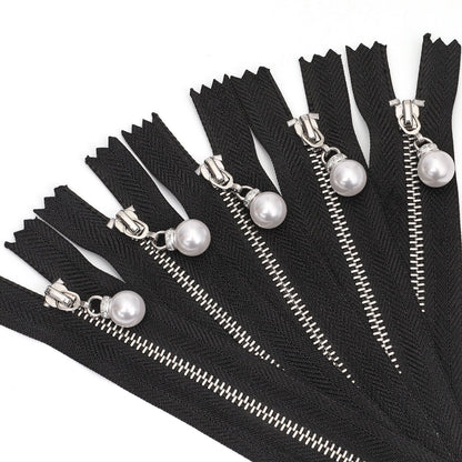 3111  Zipper No. 3 Metal Light Gold White Gold Closed End Work Code Hook Head Diamond Pendant Pearl Pull Pocket Clothing Luggage Zipper
