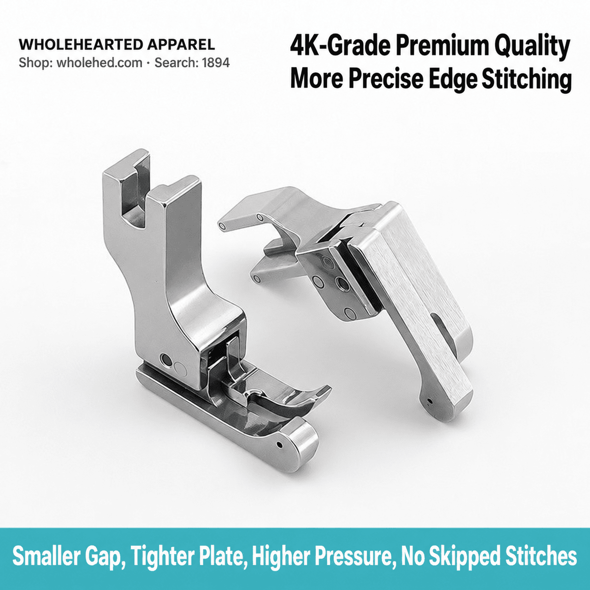 1894★ All-Steel High-Low Presser Foot for Straight-Stitch Sewing Machines, Left/Right 0.1/0.2 cm Edge Topstitching, Shirt Collars, Old Style