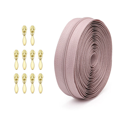 3100  Zipper No. 3 is wearing nylon solid color luggage zipper 4.5 meters + 10 light gold water drop heads = 1 pack