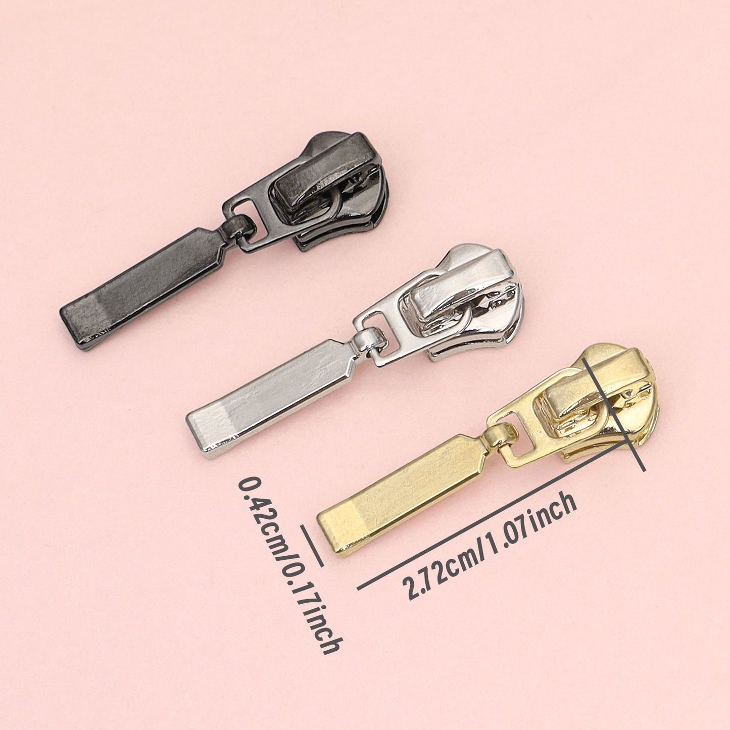 3099  Zipper No. 3 metal slider horseshoe head platinum light gold gun color ribbon lock luggage clothing zipper can be factory direct sales