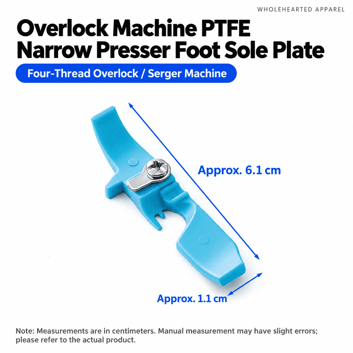 1928★ PTFE Narrow Presser Foot Sole for Four-Thread Overlock Machines, Double-Layer Thickened Smooth Wear-Resistant Sewing Accessory.