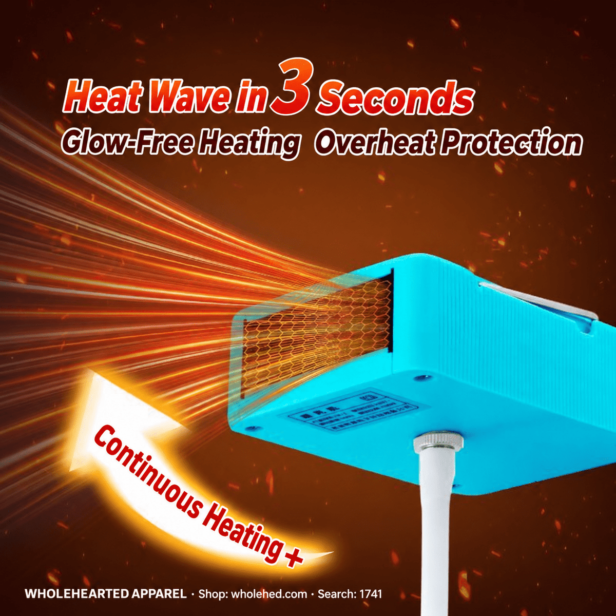 1741★ Winter Warm Air Heater for Garment Factories with Adjustable Stand and Dual Magnetic Base