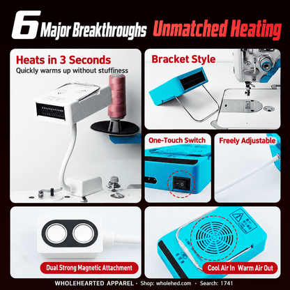 1741★ Winter Warm Air Heater for Garment Factories with Adjustable Stand and Dual Magnetic Base