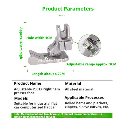 1032★  New flat car universal P351X adjustable right gear edge press foot medium and thick material special press bright and dark thread sewing machine accessories★
