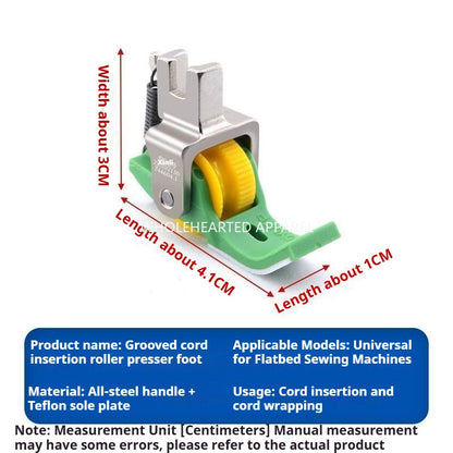 1680★  New flat car Teflon embedded rope roller presser foot P69 with slot embedded rope presser foot sill rope bag rope sewing accessories★