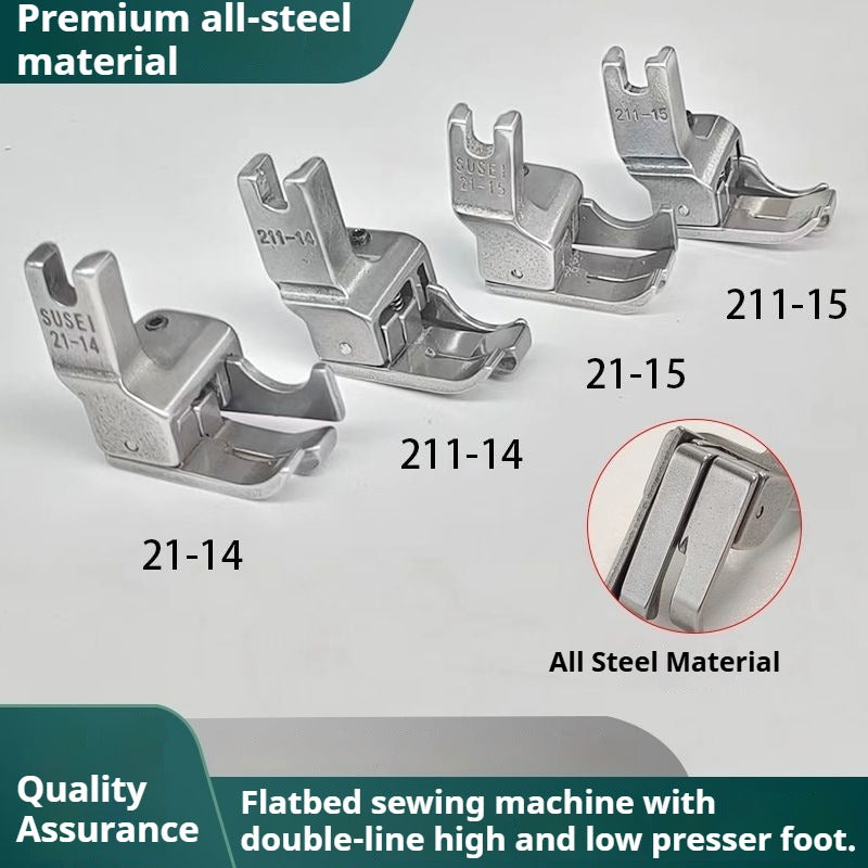 1547★ Accessoires pour machines à coudre, pied presseur plat double usage haute et basse, pied presseur multifonctionnel à double ligne avec arrêt de coupe et de pression sur la ligne ouverte★