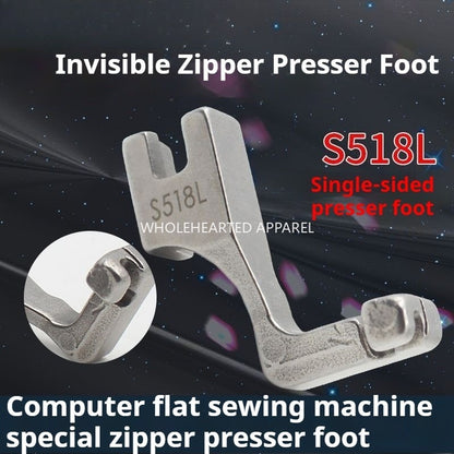 1328★ Pied-de-biche tout acier pour fermeture éclair invisible S518L, pour ordinateur, plat, voiture, unilatéral, pour fermeture éclair supérieure★