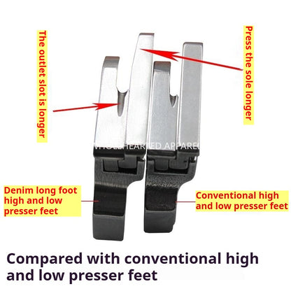 1202★  High and low presser foot for boutique denim, long and high presser foot, all steel high and low presser foot 0.2 stop edge thick material★
