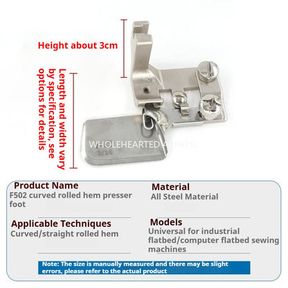1548★  Sewing machine accessories all-steel F502 curved crimping presser foot chiffon thin silk hemming device hemming Internet celebrity hemming★