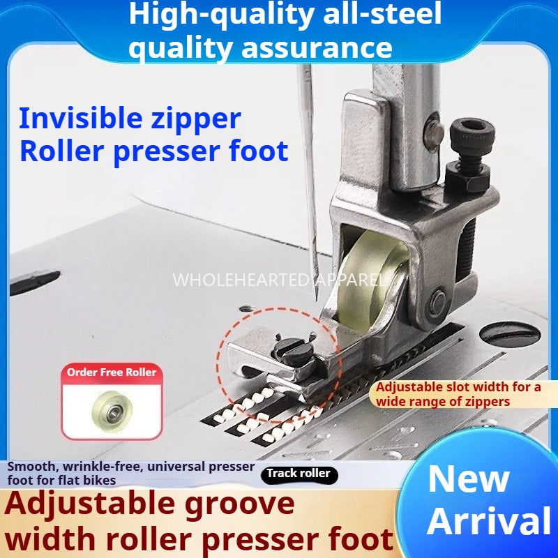 1007★ New Flat Car Adjustable Invisible Zipper Roller Presser Foot Sewing Machine Zipper Special Wheel Presser Foot No Wrinkle★