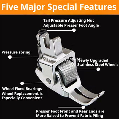 1142★  New eighth-generation roller presser foot flat car thin and thick material multi-functional adjustable down jacket curtain leather roller presser foot★