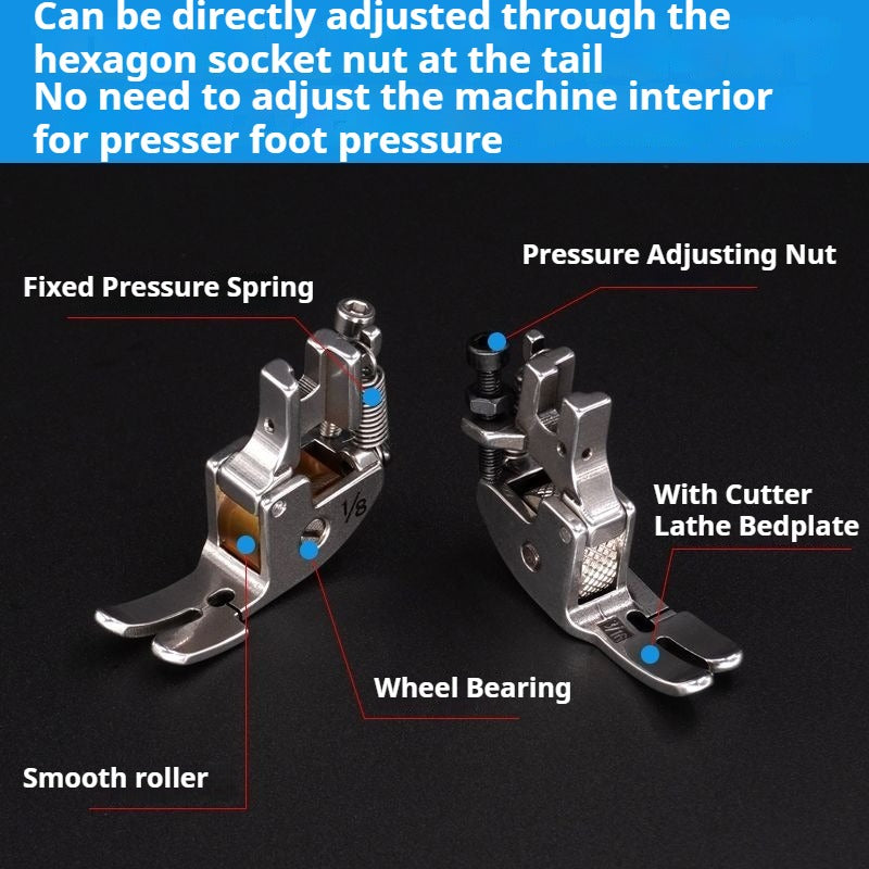 1141★  Newly upgraded with knife car roller presser foot 1/8 anti-eating cloth rush cloth knife car presser foot leather leather jacket thin and thick universal★