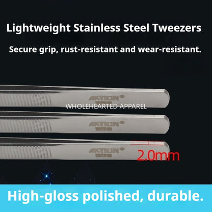 1223★  Refined quality mirror polished lightweight stainless steel tweezers, tweezers non-slip straight head clothing factory★
