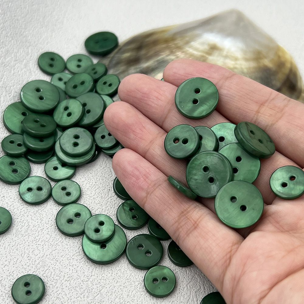 3066  dark green color DIY handmade children's shell buttons high-end shirt chiffon knitted cardigan leader mouth buttons
