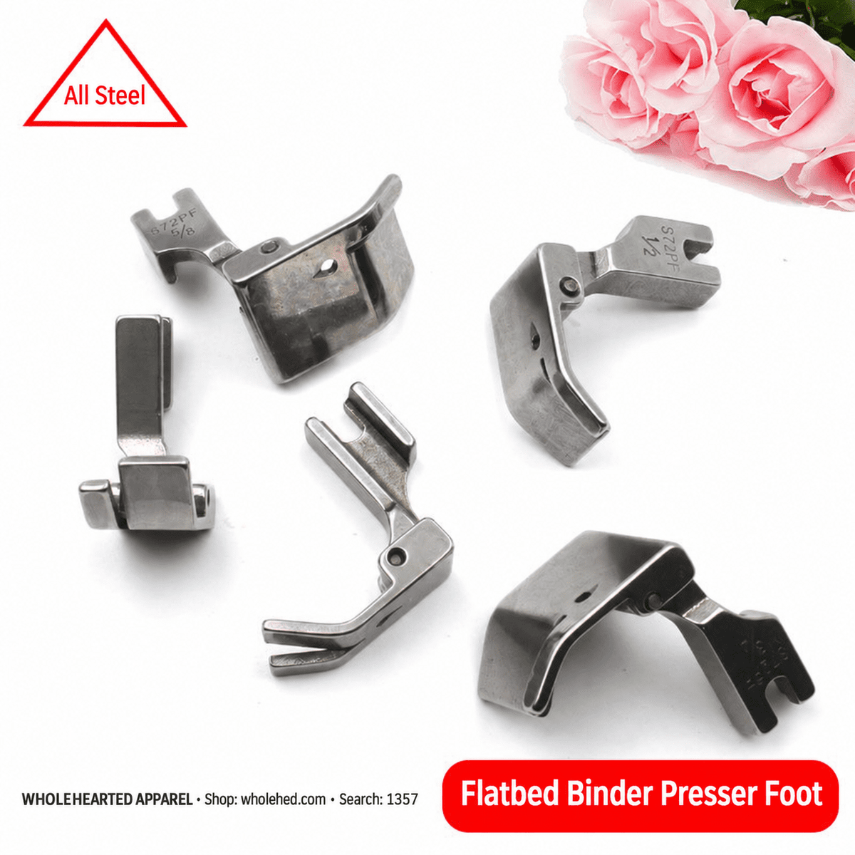 1357★ Flatbed Sewing Machine Binder Presser Foot with Wide Edge Guide for Hemming and Edge Binding.