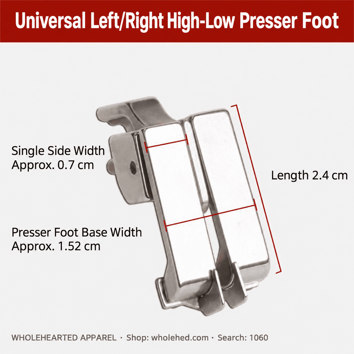 1060★ New Adjustable Left/Right High-Low Presser Foot with Edge Guide for Computerized Lockstitch Sewing Machines.