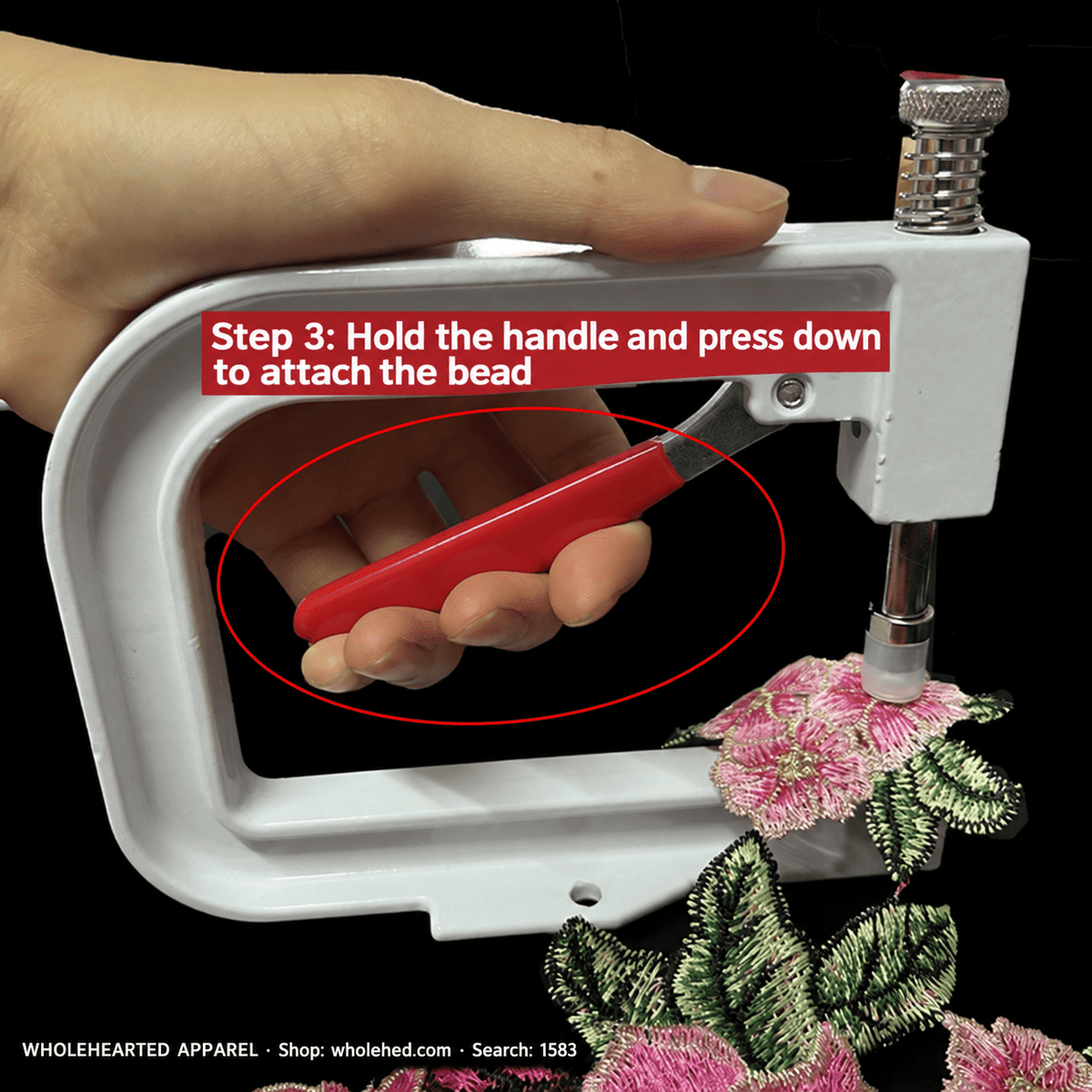 1583★ Portable Manual Pearl and Rhinestone Setting Machine Kit with One Box of No-Hole Faux Pearls and Four-Prong Studs.