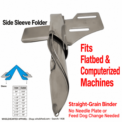 1438★ Four-Fold Double-Edge Straight-Grain Binder for Flatbed Sewing Machines, Placket and Sleeve Finishing