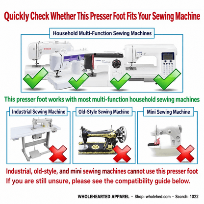 1022★ Pied pour surjet, pour la finition des bords de tissu, compatible avec certaines machines à coudre domestiques Singer, Brother, Feiyue, Butterfly et Juki