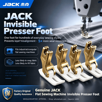 1895★ Pied-de-biche invisible original JACK pour machines à coudre industrielles à plateau, résistant à l'usure, durable et conçu pour réduire le glissement du tissu
