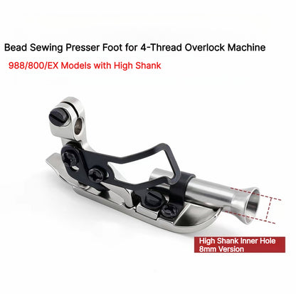 1909★ Four-Thread Overlock Beading Presser Foot, 6mm/8mm, Smooth Bead Sewing★